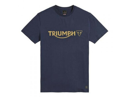 Triumph Cartmel t-shirt blauw met gele letters 